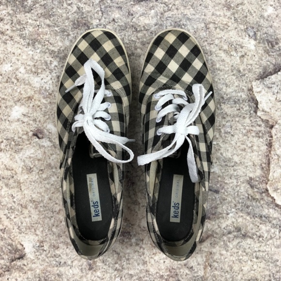 Keds Original Womens Black White Gingham Sneakers - Picture 3 of 7